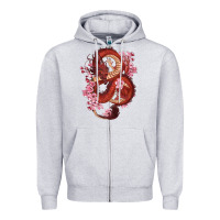 Heather Grey red dragon and sakura cherry blossoms Zipper Hoodie - RanaPortraitStore