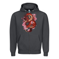 Smoke red dragon and sakura cherry blossoms Zipper Hoodie - RanaPortraitStore