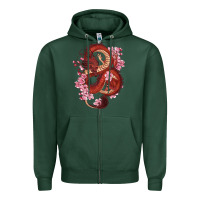 Red Dragon And Sakura Cherry Blossoms Zipper Hoodie | Teevron