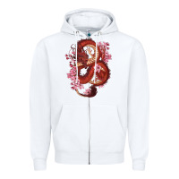 White red dragon and sakura cherry blossoms Zipper Hoodie - RanaPortraitStore