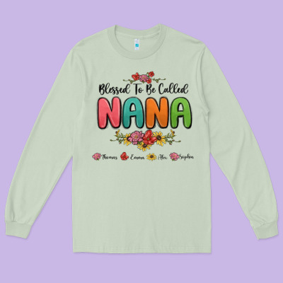 Long Sleeve Tee blessed to be called nana