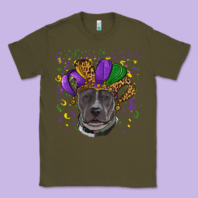 Mardi Gras Pitbull With Hat Classic Tee Designed By Ranaportraitstore