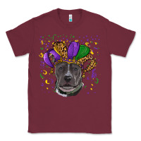 Burgundy Mardi Gras Pitbull with Hat Classic Tee - RanaPortraitStore