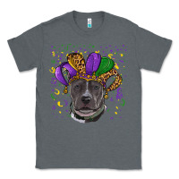 Charcoal Heather Mardi Gras Pitbull with Hat Classic Tee - RanaPortraitStore