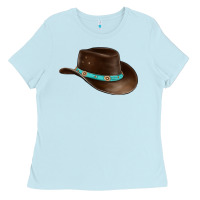 Baby Blue cowboy cap Ladies Tee - BarkalooDesign