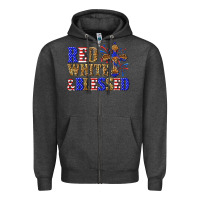 Charcoal Heather red white and blessed Zipper Hoodie - texasbilliewilder