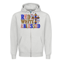 Dove Grey red white and blessed Zipper Hoodie - texasbilliewilder