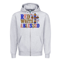 Heather Grey red white and blessed Zipper Hoodie - texasbilliewilder