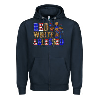Navy red white and blessed Zipper Hoodie - texasbilliewilder