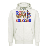 Oatmeal Heather red white and blessed Zipper Hoodie - texasbilliewilder
