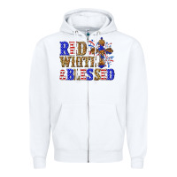 White red white and blessed Zipper Hoodie - texasbilliewilder