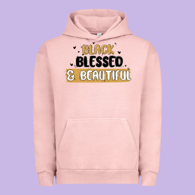 Black Blessed & Beautiful Urban Hoodie Designed By Maliassmallbusiness