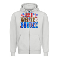 Dove Grey red white and boujee billie wilder Zipper Hoodie - texasbilliewilder