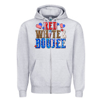 Heather Grey red white and boujee billie wilder Zipper Hoodie - texasbilliewilder