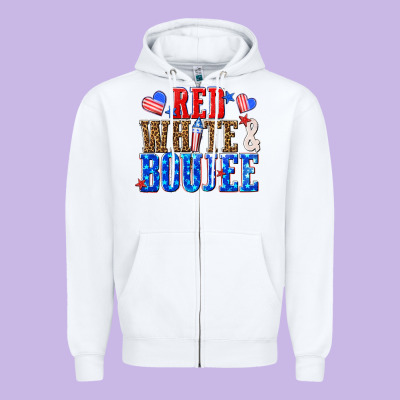 Zipper Hoodie red white and boujee billie wilder