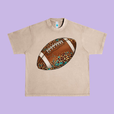 Western Football Leopard Turquoise Pattern Urban Heavy Tee Designed By Artiststas