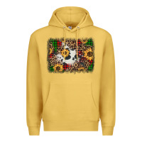 Antique Gold distressed christmas sunflowers leopard cowhide background Premium Hoodie - Jasminsmagicworld