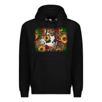 Black distressed christmas sunflowers leopard cowhide background Premium Hoodie - Jasminsmagicworld
