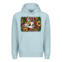 Blue Mist distressed christmas sunflowers leopard cowhide background Premium Hoodie - Jasminsmagicworld
