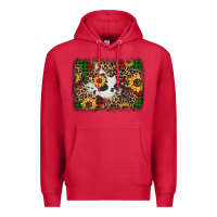 Cardinal distressed christmas sunflowers leopard cowhide background Premium Hoodie - Jasminsmagicworld