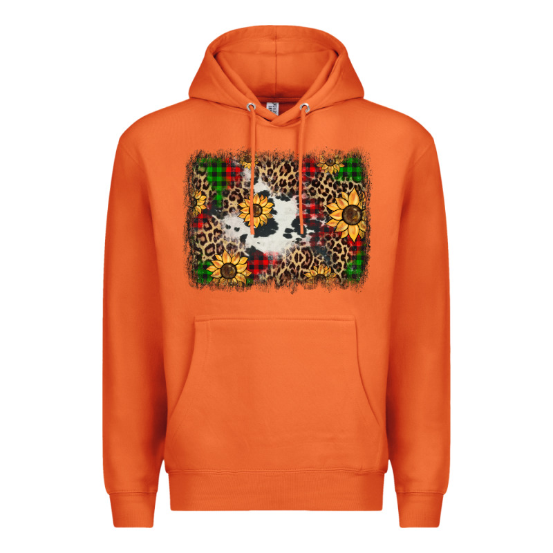 Distressed Christmas Sunflowers Leopard Cowhide Background Premium Hoodie by Jasminsmagicworld | Teevron