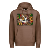 Chestnut distressed christmas sunflowers leopard cowhide background Premium Hoodie - Jasminsmagicworld