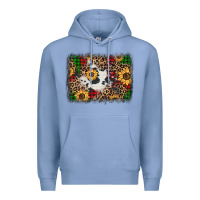 Colony Blue distressed christmas sunflowers leopard cowhide background Premium Hoodie - Jasminsmagicworld