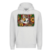 Dove Grey distressed christmas sunflowers leopard cowhide background Premium Hoodie - Jasminsmagicworld