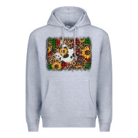 Heather Grey distressed christmas sunflowers leopard cowhide background Premium Hoodie - Jasminsmagicworld