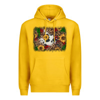 Lemon distressed christmas sunflowers leopard cowhide background Premium Hoodie - Jasminsmagicworld
