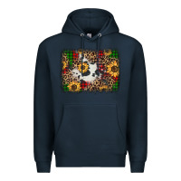 Navy distressed christmas sunflowers leopard cowhide background Premium Hoodie - Jasminsmagicworld
