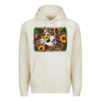 Oatmeal Heather distressed christmas sunflowers leopard cowhide background Premium Hoodie - Jasminsmagicworld