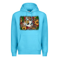 Ocean Blue distressed christmas sunflowers leopard cowhide background Premium Hoodie - Jasminsmagicworld
