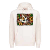 Pale Pink distressed christmas sunflowers leopard cowhide background Premium Hoodie - Jasminsmagicworld