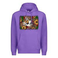 Purple distressed christmas sunflowers leopard cowhide background Premium Hoodie - Jasminsmagicworld
