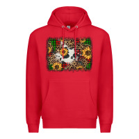 Red distressed christmas sunflowers leopard cowhide background Premium Hoodie - Jasminsmagicworld