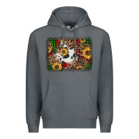 Rock distressed christmas sunflowers leopard cowhide background Premium Hoodie - Jasminsmagicworld