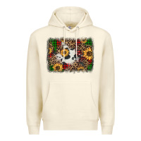 Sandshell distressed christmas sunflowers leopard cowhide background Premium Hoodie - Jasminsmagicworld