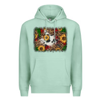 Seafoam distressed christmas sunflowers leopard cowhide background Premium Hoodie - Jasminsmagicworld