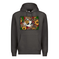 Smoke distressed christmas sunflowers leopard cowhide background Premium Hoodie - Jasminsmagicworld