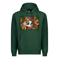 Sports Green distressed christmas sunflowers leopard cowhide background Premium Hoodie - Jasminsmagicworld