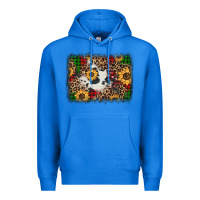 True Royal distressed christmas sunflowers leopard cowhide background Premium Hoodie - Jasminsmagicworld