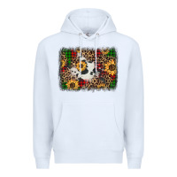 White distressed christmas sunflowers leopard cowhide background Premium Hoodie - Jasminsmagicworld