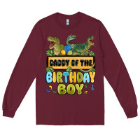 Burgundy daddy of the birthday boy Long Sleeve Tee - MaliasSmallBusiness