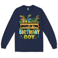 Navy daddy of the birthday boy Long Sleeve Tee - MaliasSmallBusiness
