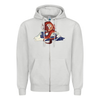 Dove Grey asian dragon and ocean waves Zipper Hoodie - RanaPortraitStore
