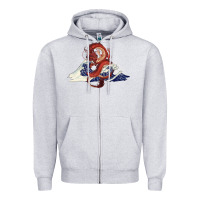 Heather Grey asian dragon and ocean waves Zipper Hoodie - RanaPortraitStore