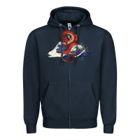 Navy asian dragon and ocean waves Zipper Hoodie - RanaPortraitStore