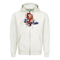 Oatmeal Heather asian dragon and ocean waves Zipper Hoodie - RanaPortraitStore