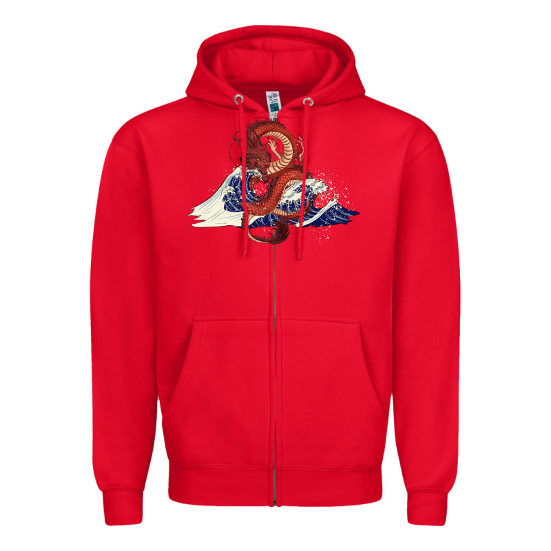 Asian Dragon And Ocean Waves Zipper Hoodie by RanaPortraitStore | Teevron